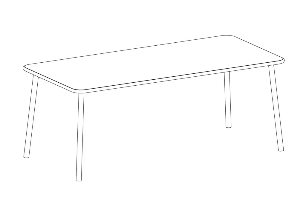 Table 190x100 4 pieds Tui leries